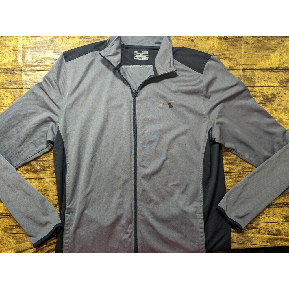 Under Armour Mens UA Maverick Jacket Size XL Heatgear Black Gray Zip Up